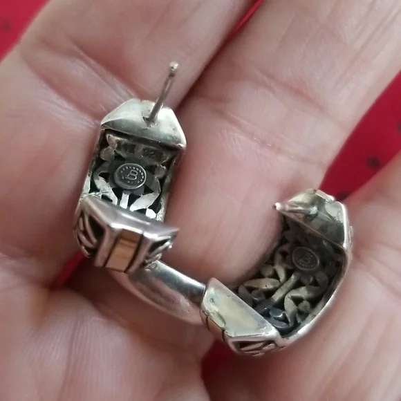 14k Gold & Sterling Silver Earrings - Picture 9 of 13